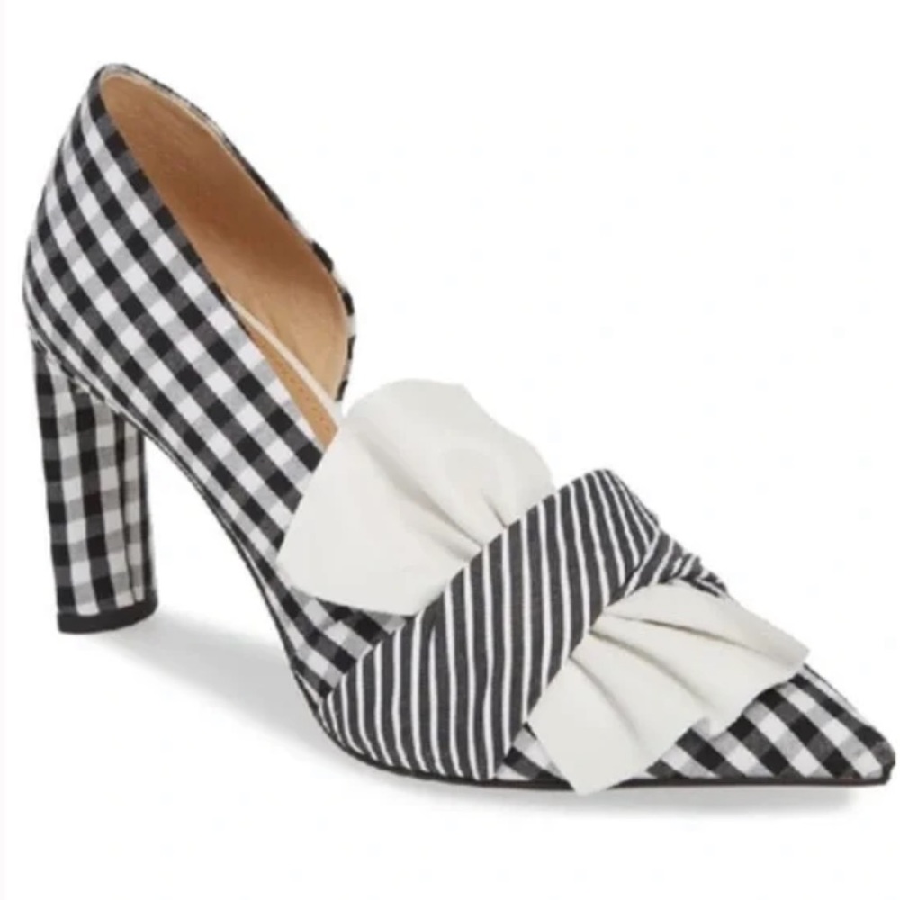 NEW Nic + Zoe Valentina Heels Black White Gingham Toe D’Orsay Pump Size 7.5